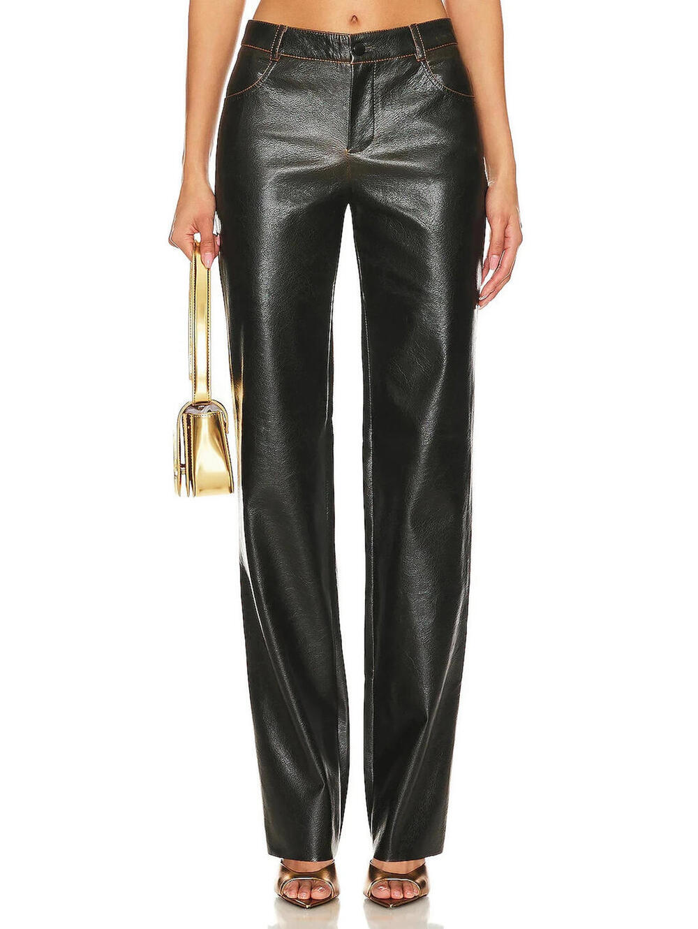 Revolve  CULTNAKED Burnt Boy Trousers faux leather Washed Brown M  NWT $310msrp